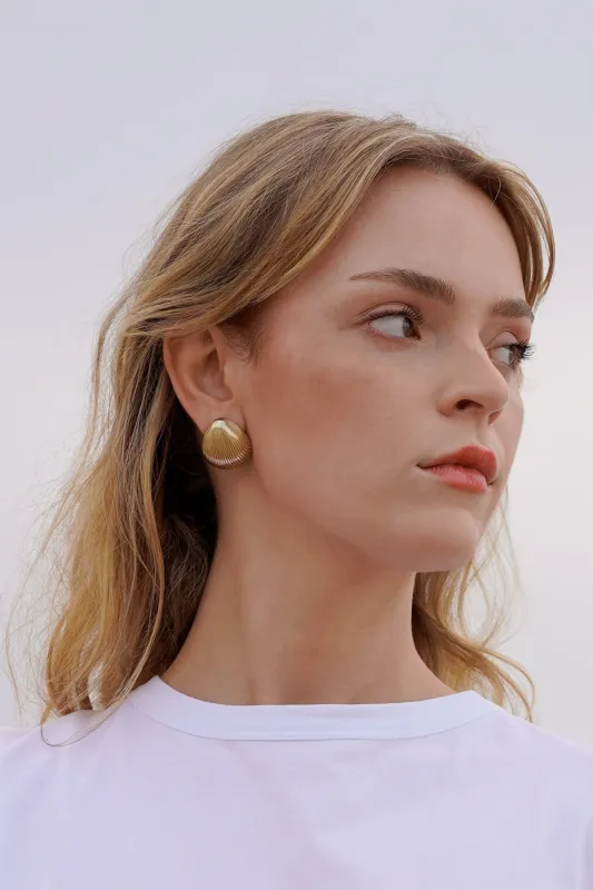 Shell Earrings, Golden Brass sold by Naomi Murrell