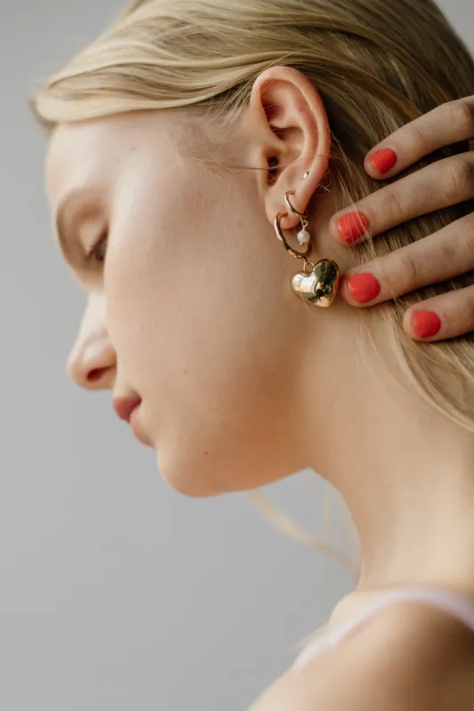 Bold Puffy Heart Hoops, Gold Vermeil sold by Naomi Murrell