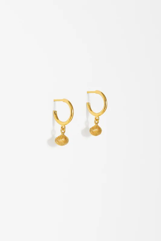 Clam Shell Charm Hoops, Gold Vermeil sold by Naomi Murrell