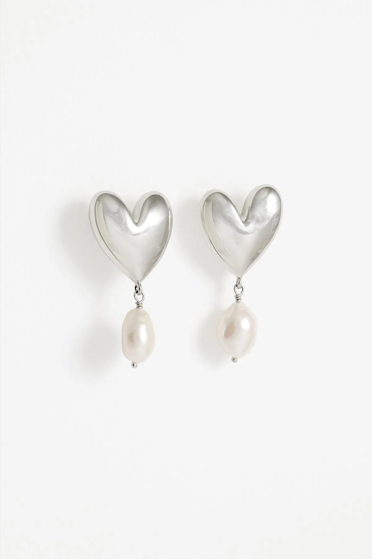 Mondo Heart + Pearl Earrings, Sterling Silver sold by Naomi Murrell