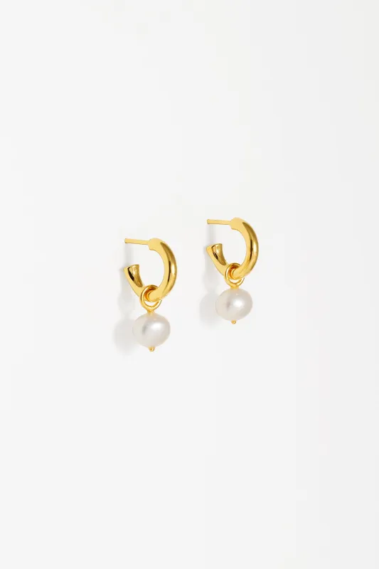 Pearl Nugget Charm Convertible Hoops, Gold Vermeil sold by Naomi Murrell