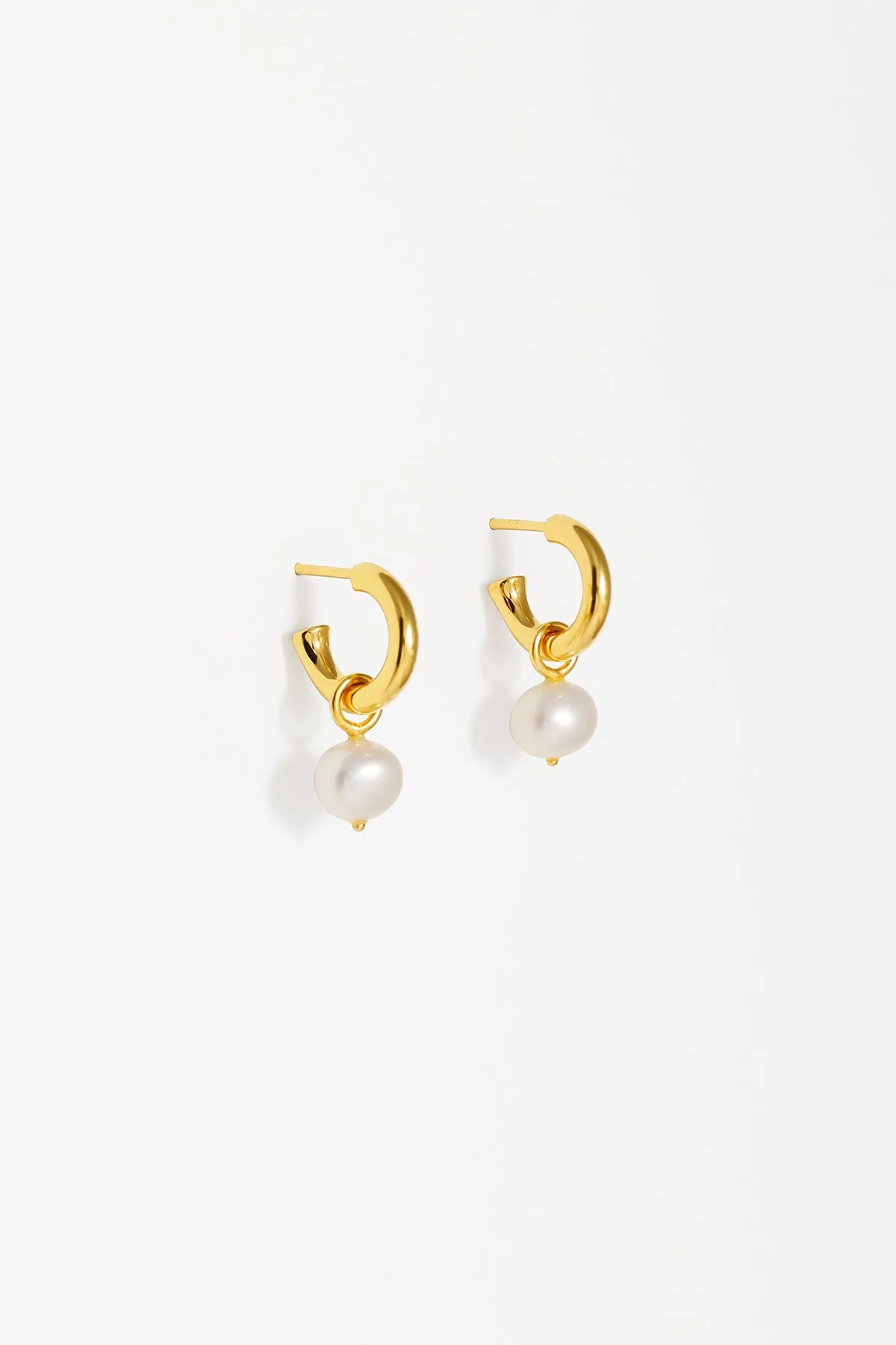 Pearl Nugget Charm Convertible Hoops, Gold Vermeil sold by Naomi Murrell