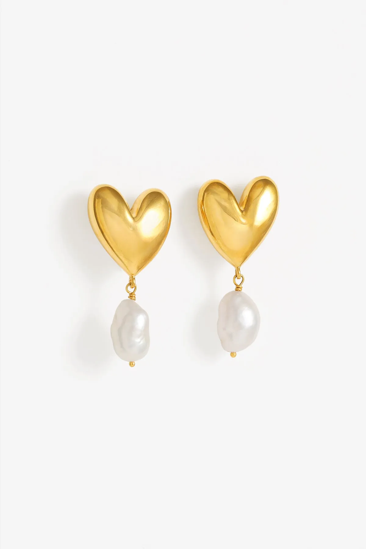Mondo Heart + Pearl Earrings, Gold Vermeil sold by Naomi Murrell