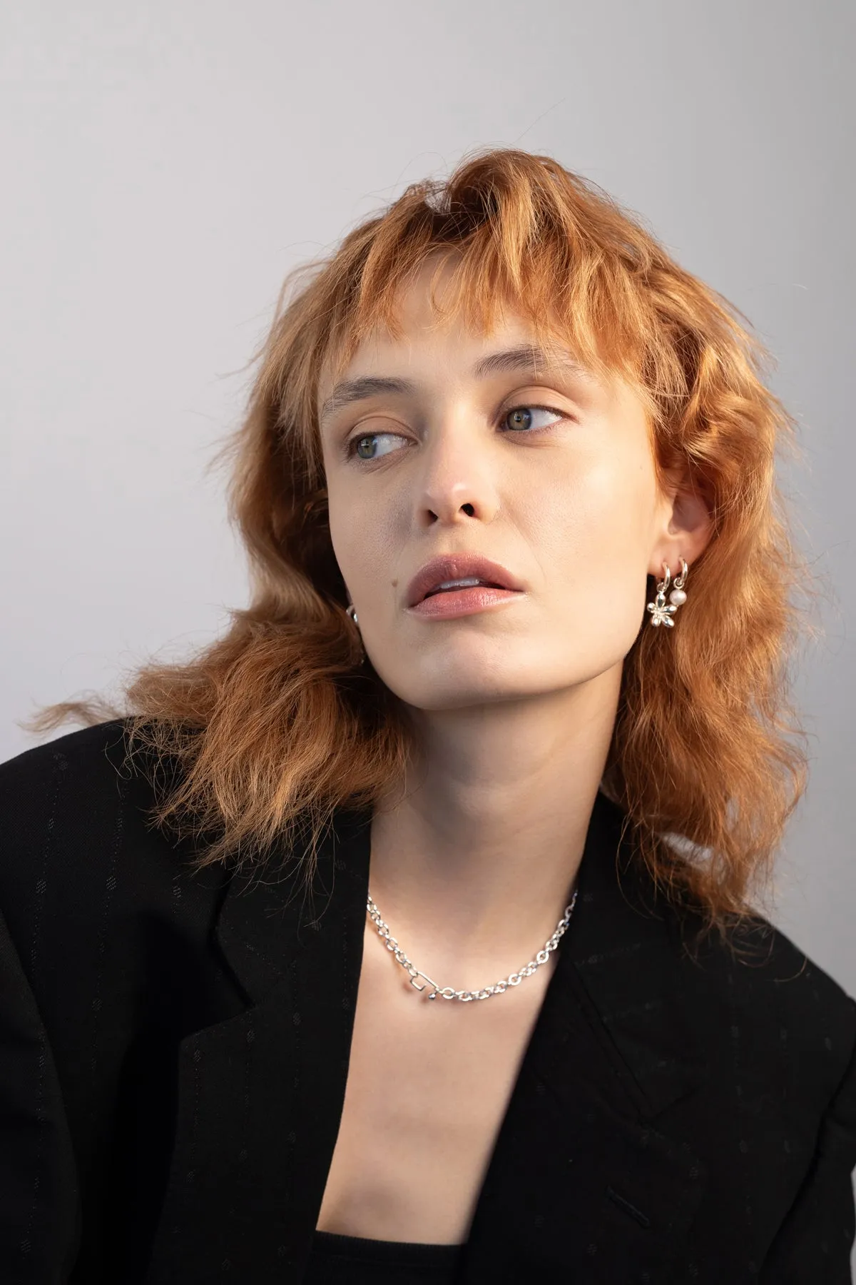 Jade Flower Charm Convertible Hoops, Sterling Silver sold by Naomi Murrell product image thumbnail 2