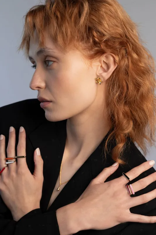 Jade Flower Studs, Gold Vermeil sold by Naomi Murrell