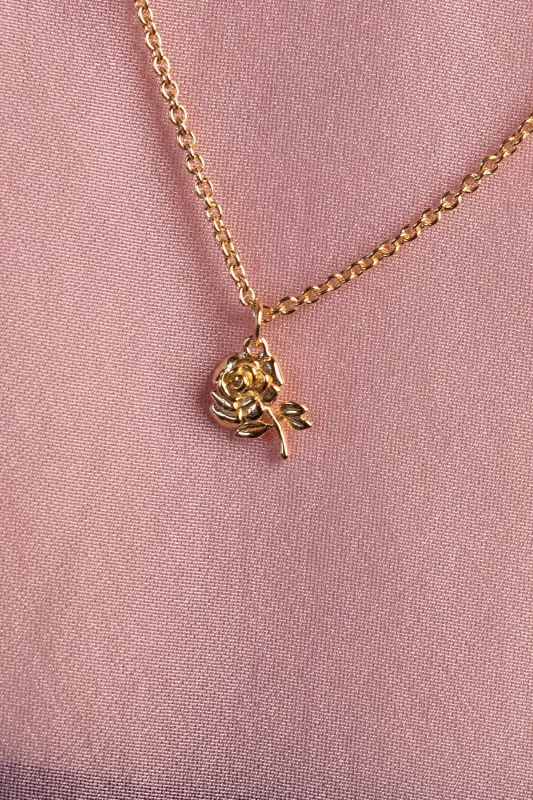 Rose Charm Necklace, Gold Plate sold by Naomi Murrell