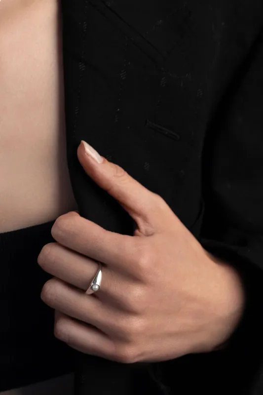 Squishy Pearl Signet Ring, Sterling Silver sold by Naomi Murrell