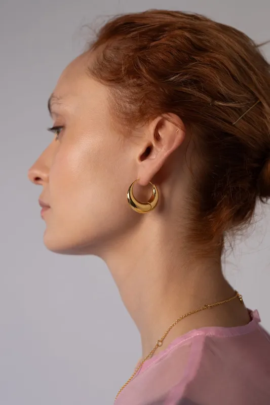 Super Crescent Hoops, Gold Vermeil made by Naomi Murrell