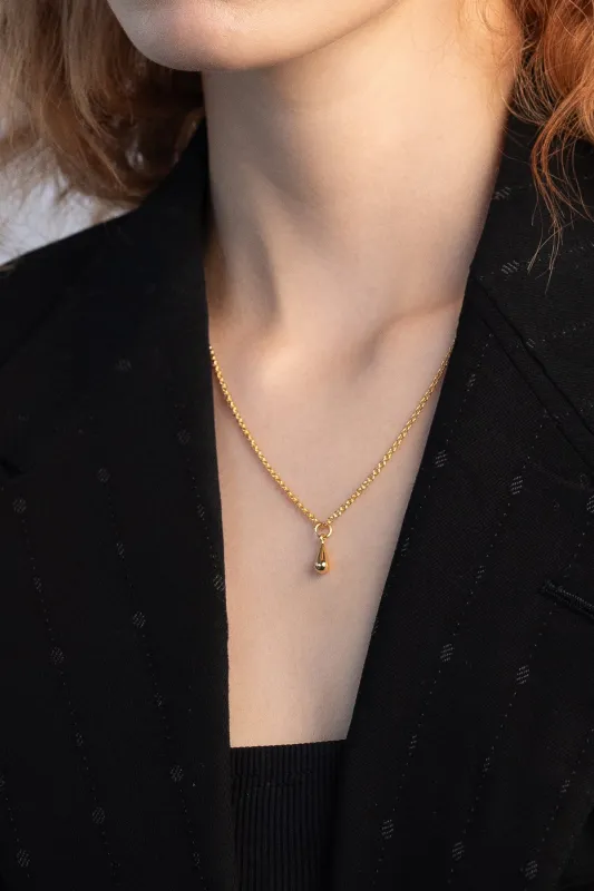 Droplet Charm Necklace, Gold Plate made by Naomi Murrell