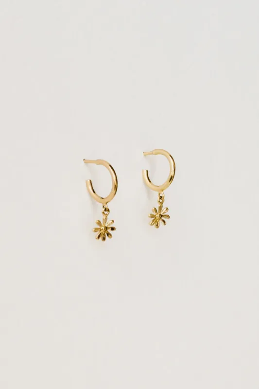 Daisy Charm Hoops, Golden Brass sold by Naomi Murrell