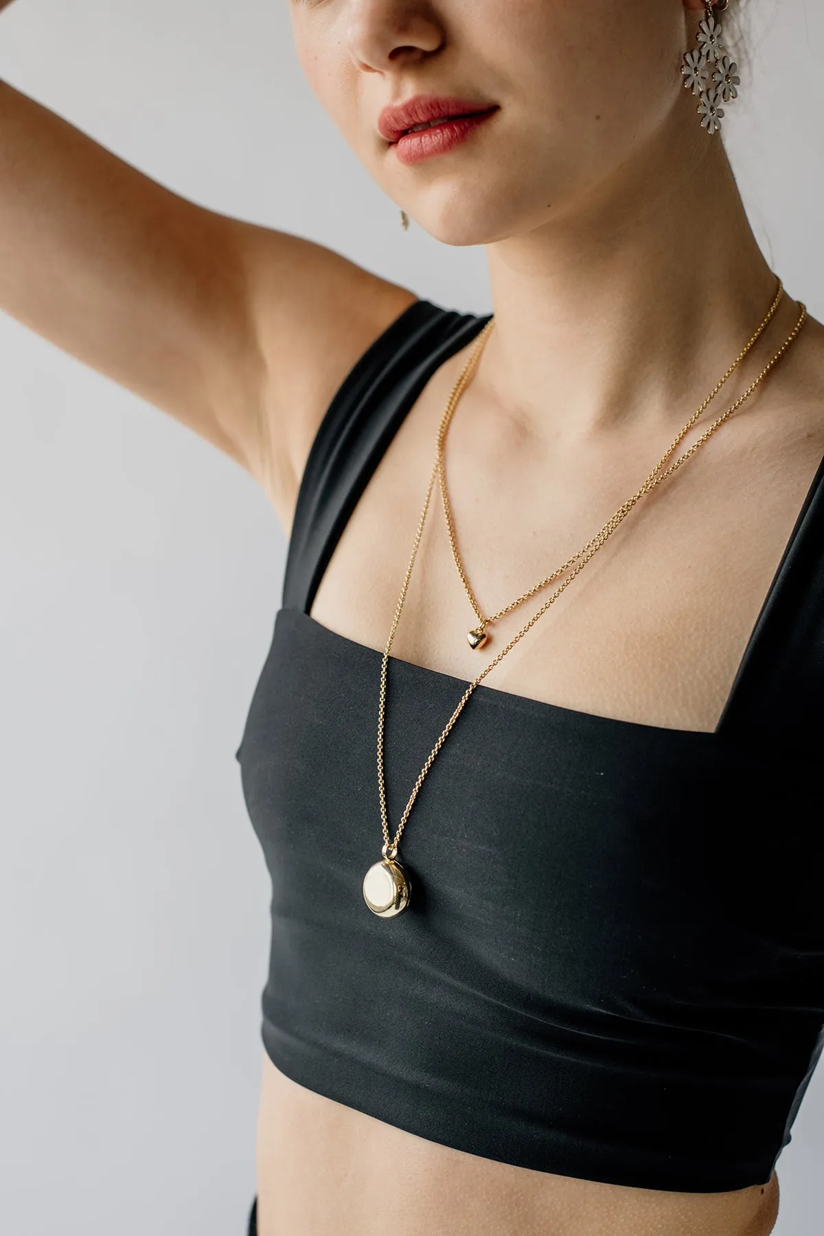 Puffy Heart Charm Necklace, Gold Plate sold by Naomi Murrell product image thumbnail 3