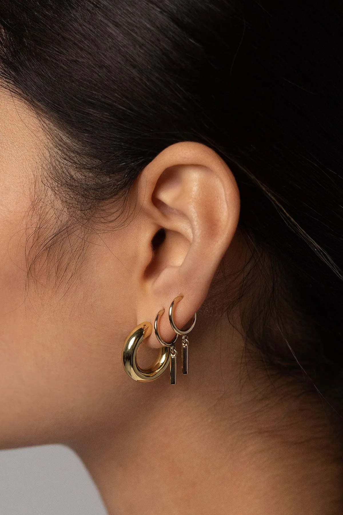 Bar Charm Hoops, Golden Brass sold by Naomi Murrell product image thumbnail 4