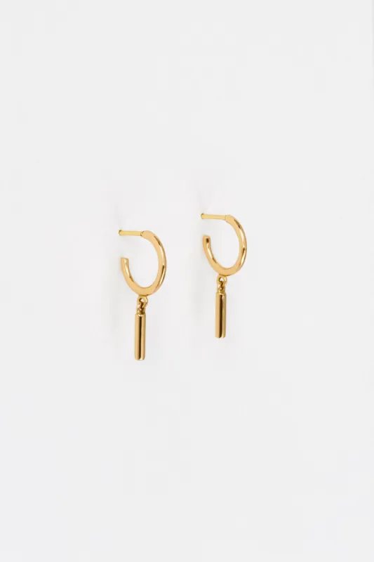 Bar Charm Hoops, Golden Brass sold by Naomi Murrell