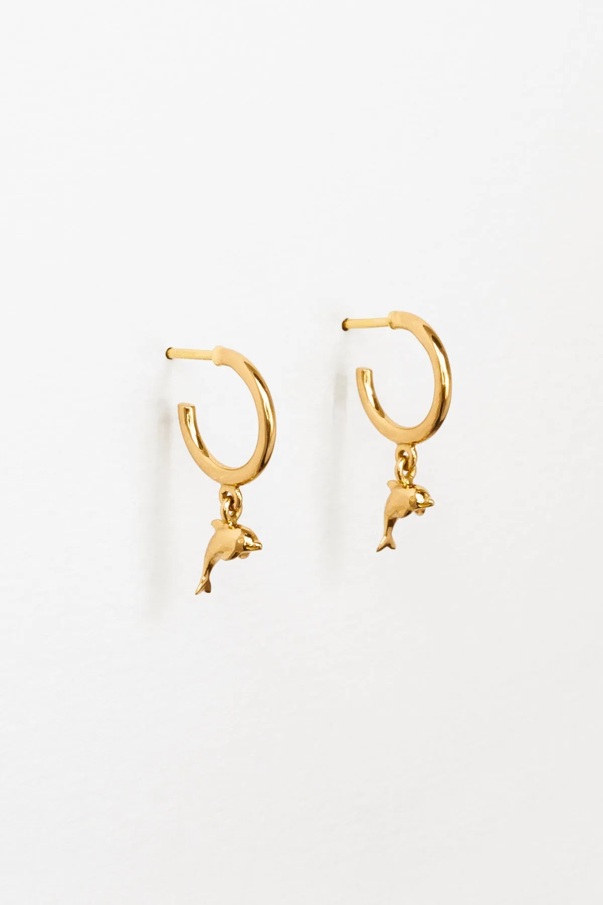 Dolphin Charm Hoops, Golden <br>(Special Order) sold by Naomi Murrell product image thumbnail 5