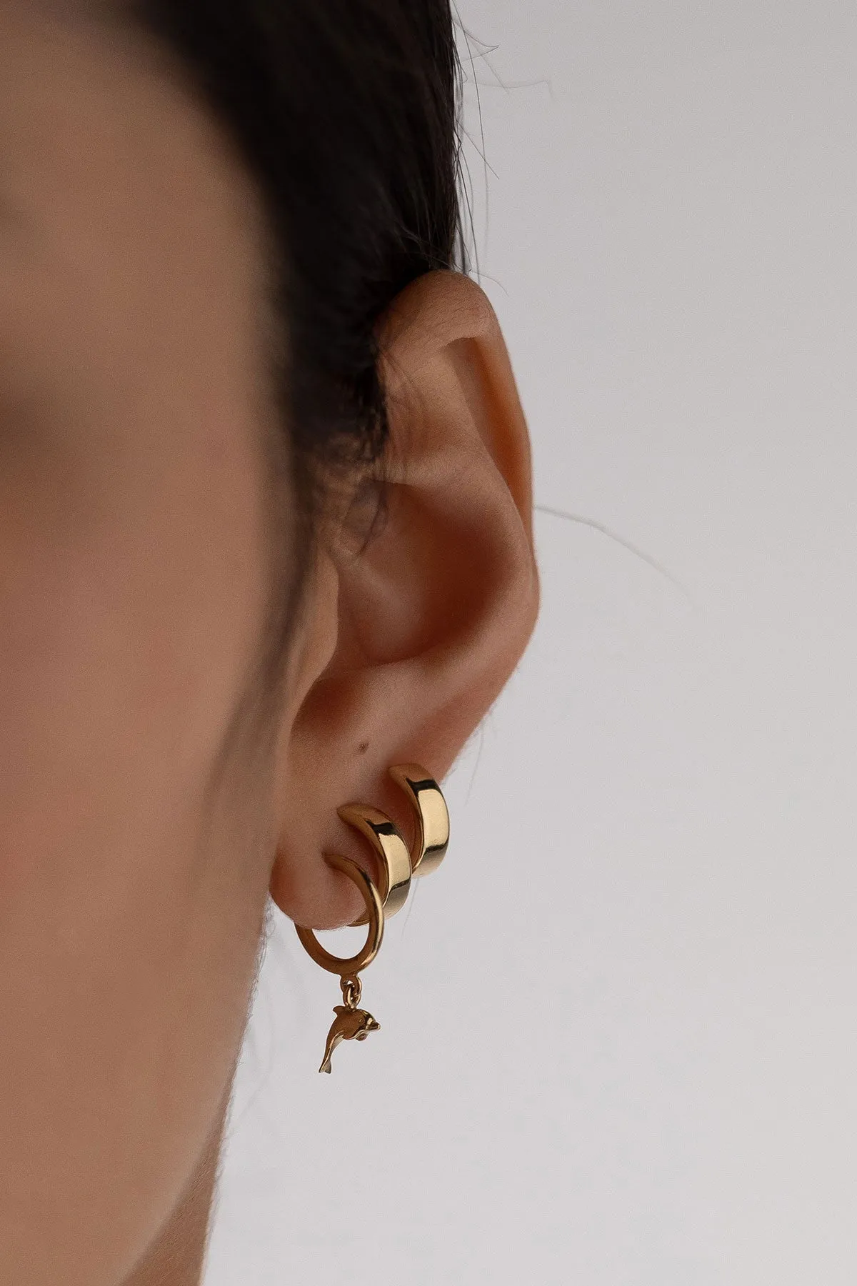 Dolphin Charm Hoops, Golden <br>(Special Order) sold by Naomi Murrell product image thumbnail 3