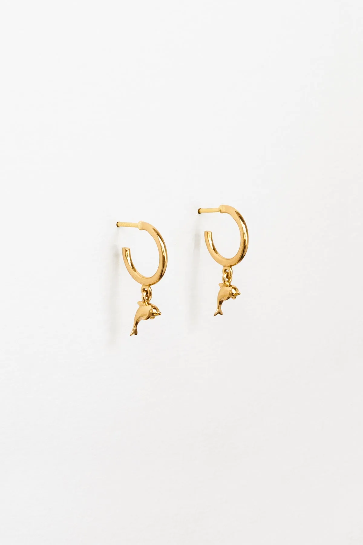 Dolphin Charm Hoops, Golden <br>(Special Order) sold by Naomi Murrell