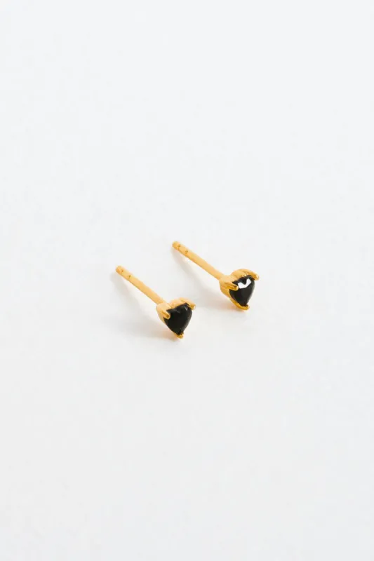 Onyx Heart Studs, Gold Vermeil sold by Naomi Murrell