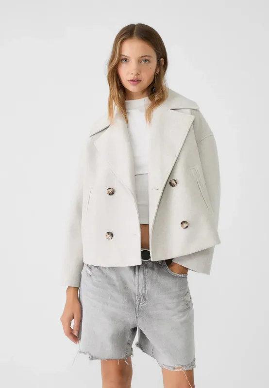 Women's Cropped Jacket - Double Breasted with Notch Lapel sold by Elvoria London