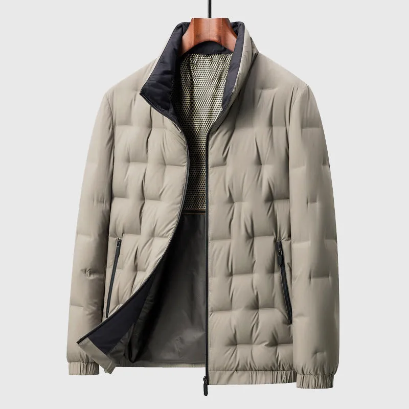 Men's Quilted Puffer Jacket - High Collar and Full Zip sold by Elvoria London