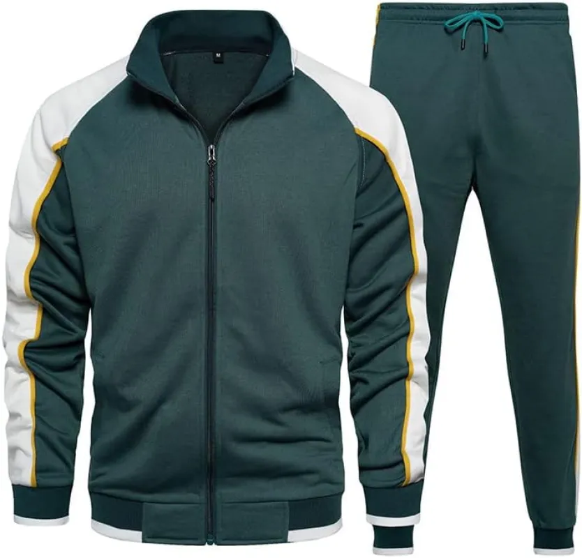 Men's Tracksuit Set - Full-Zip Jacket with Raglan Sleeves and Trousers sold by Elvoria London