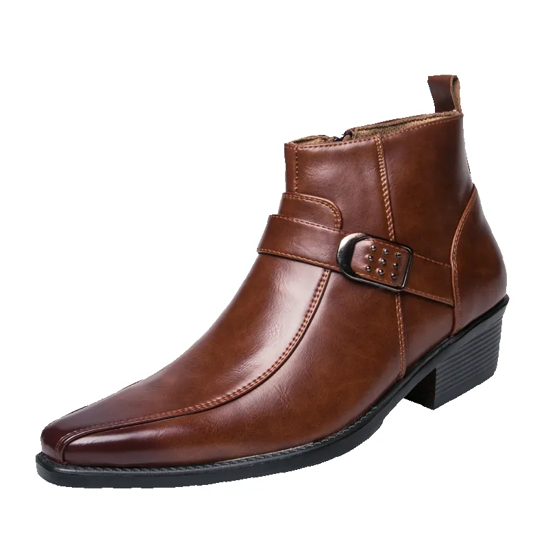 Men's Ankle Boots - Tapered Toe with Buckle Detail sold by Elvoria London