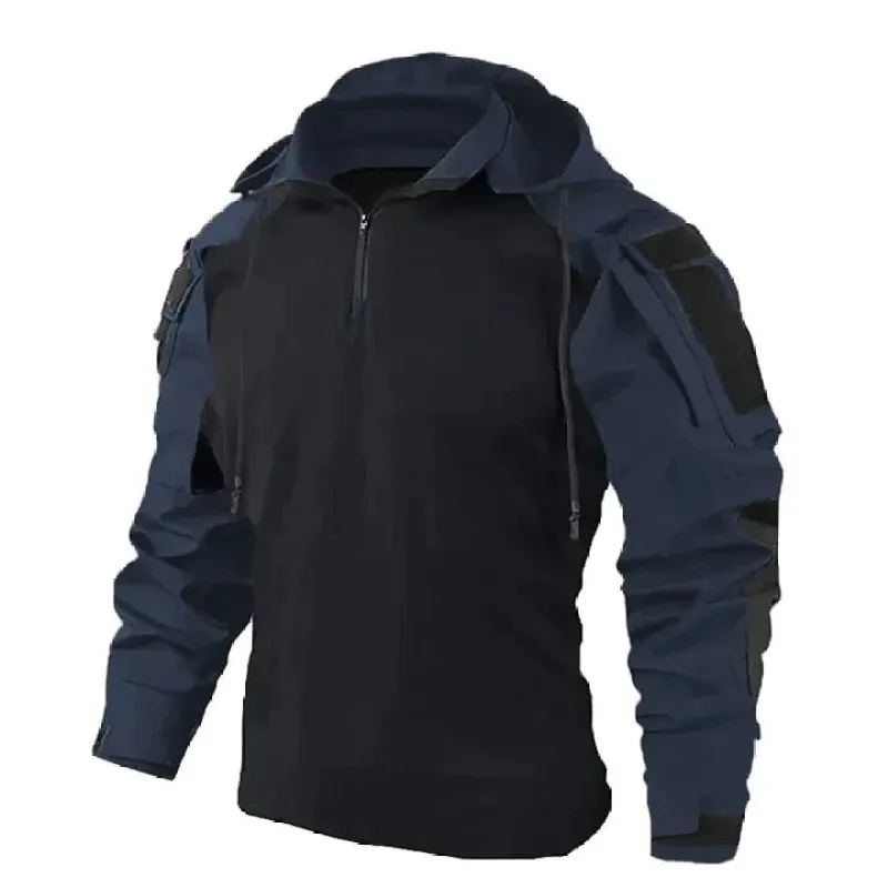 Men's Tactical Hoodie - With Hood and Hook-and-Loop Arm Panels sold by Elvoria London