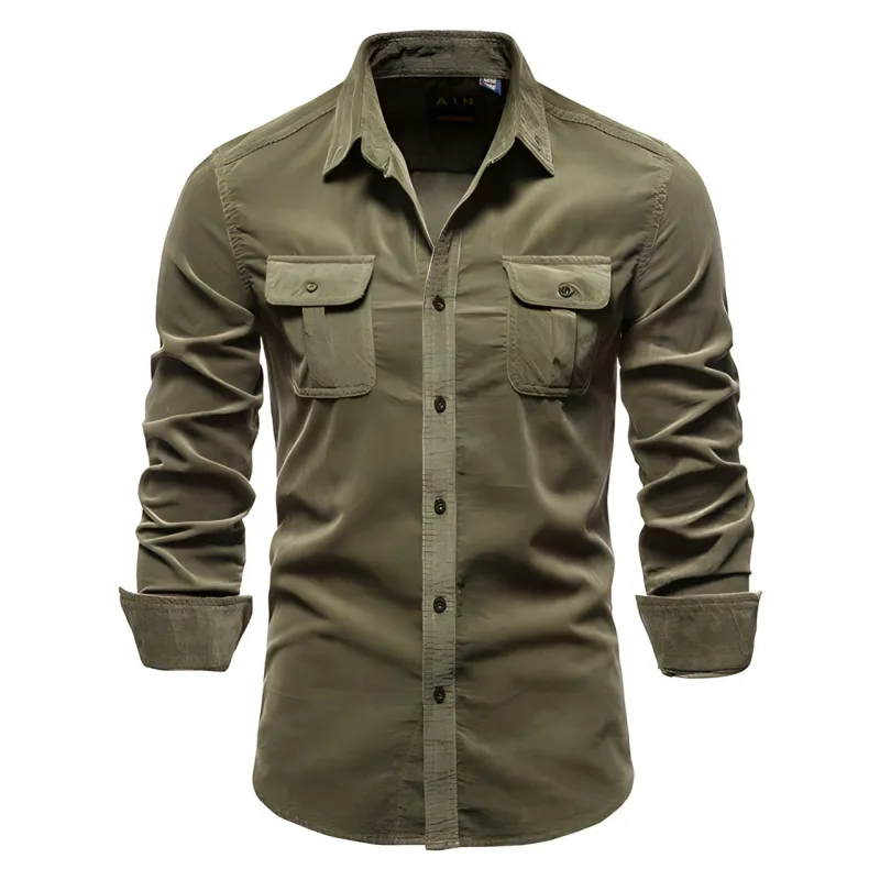 Men's Utility Shirt - Classic Collar with Flap Pockets sold by Elvoria London