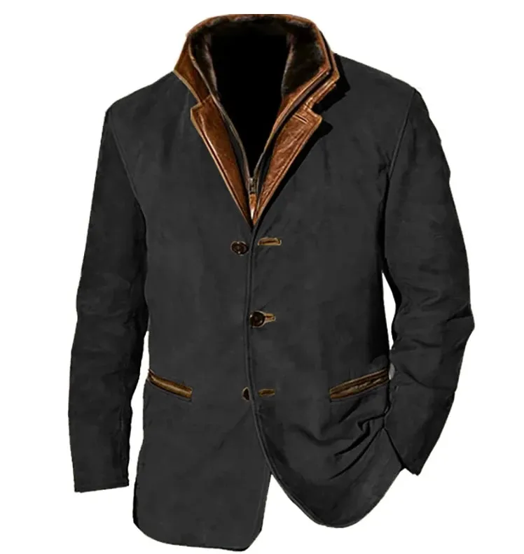 Men's Blazer - Layered Collar and Button-Front Design sold by Elvoria London product image thumbnail 5