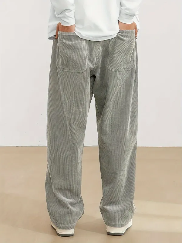 Men's Ribbed Trousers - Wide Leg and Straight Fit sold by Elvoria London