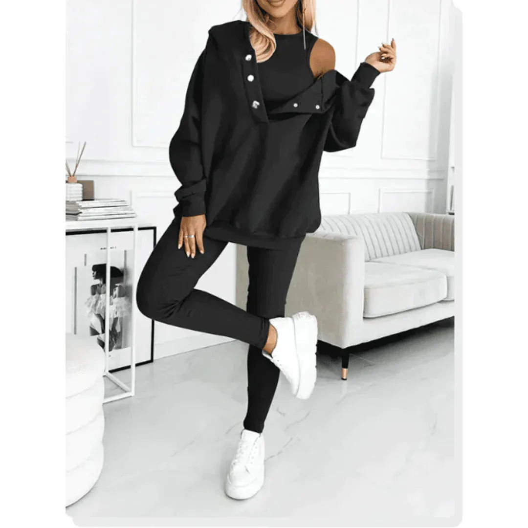 Women's Three Piece Set - Hoodie, Cami Top, and Leggings sold by Elvoria London product image thumbnail 3