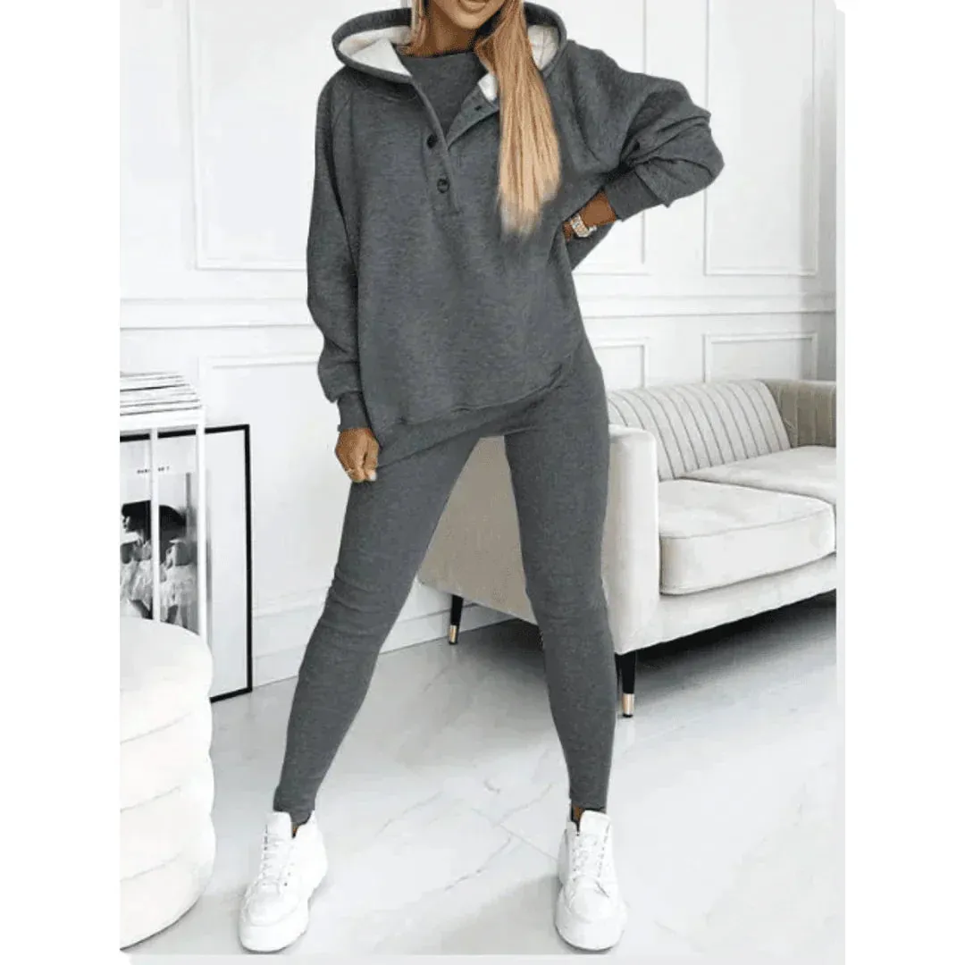 Women's Three Piece Set - Hoodie, Cami Top, and Leggings sold by Elvoria London