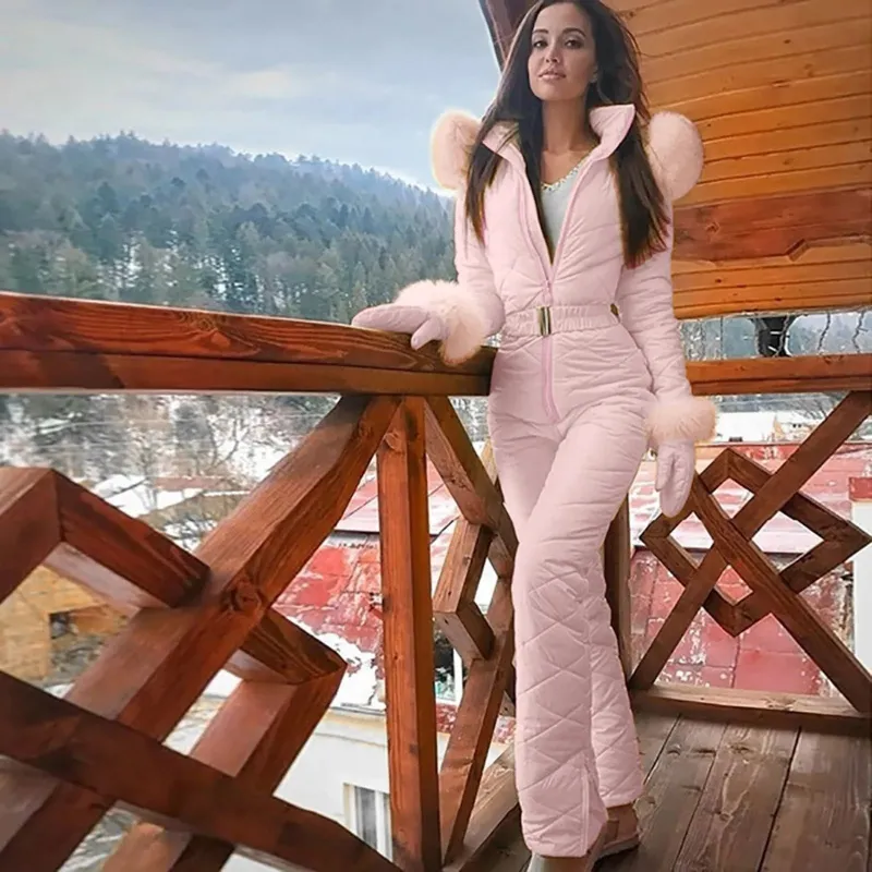 Women's Ski Suit - Hooded with Belted Waist sold by Elvoria London