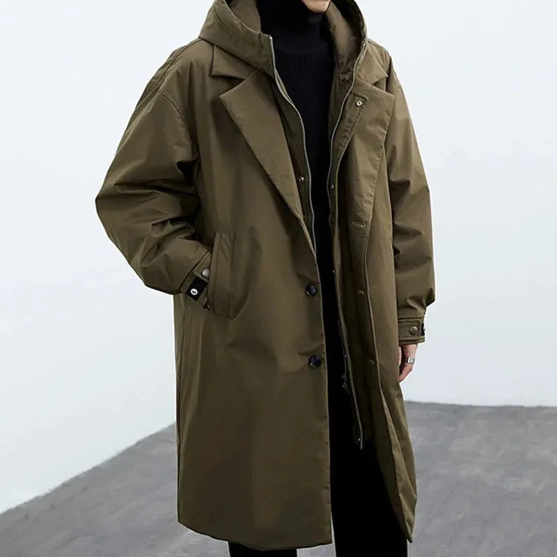 Men's Parka  - Removable Hood with Button and Zip Closure sold by Elvoria London