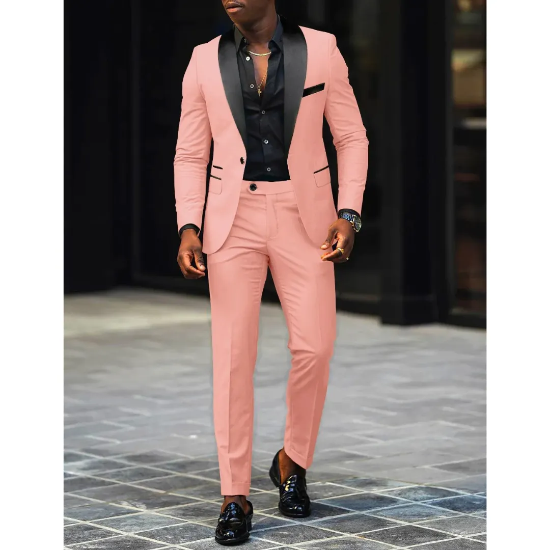 Men's Blazer and Trousers Set - Shawl Lapel with Contrast Colour sold by Elvoria London