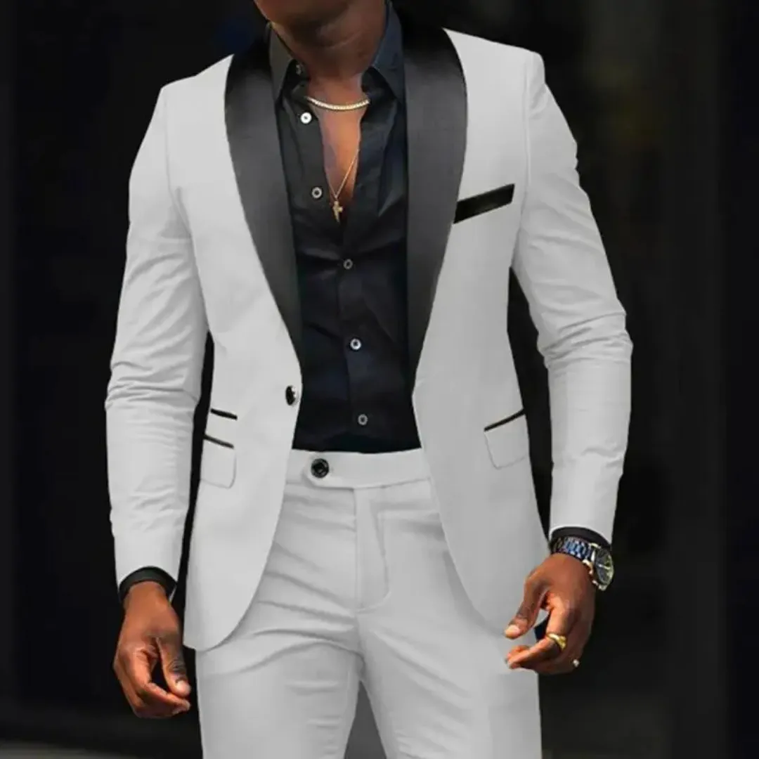 Men's Blazer and Trousers Set - Shawl Lapel with Contrast Colour sold by Elvoria London product image thumbnail 5