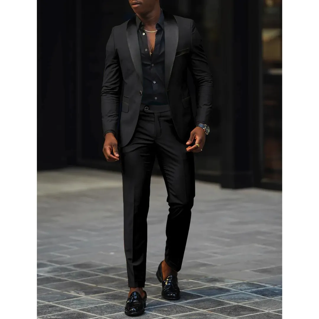 Men's Blazer and Trousers Set - Shawl Lapel with Contrast Colour sold by Elvoria London product image thumbnail 3