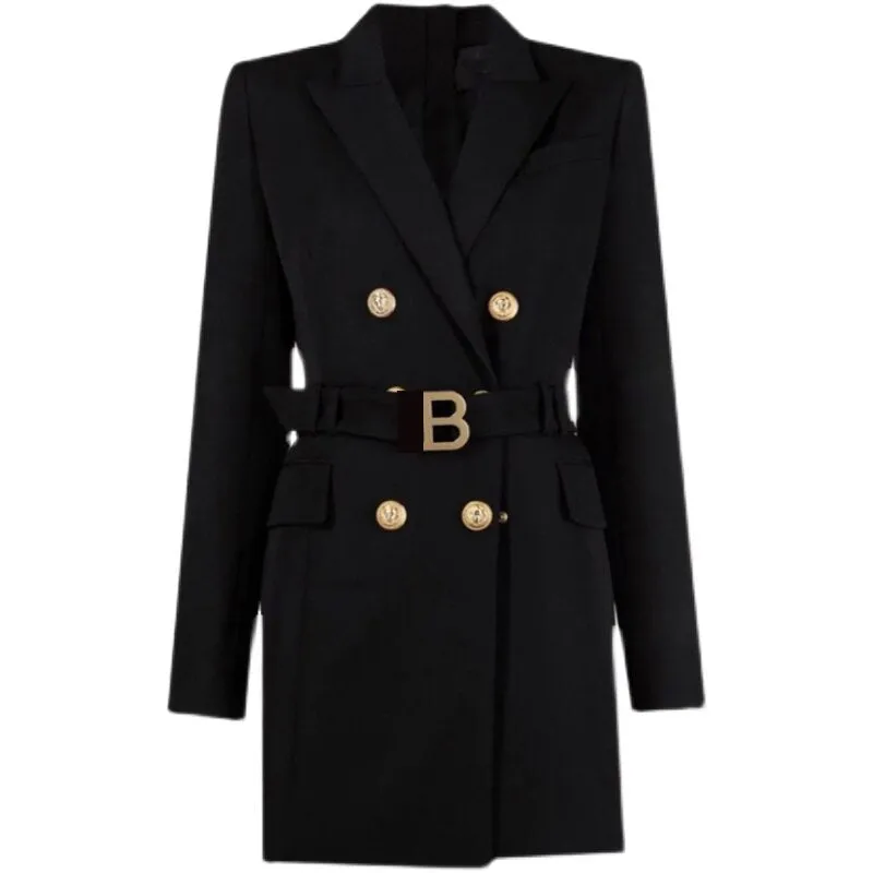 Women's Blazer Dress - Double Breasted with Gold Buttons sold by Elvoria London product image thumbnail 3