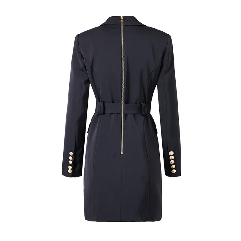 Women's Blazer Dress - Double Breasted with Gold Buttons sold by Elvoria London product image thumbnail 2