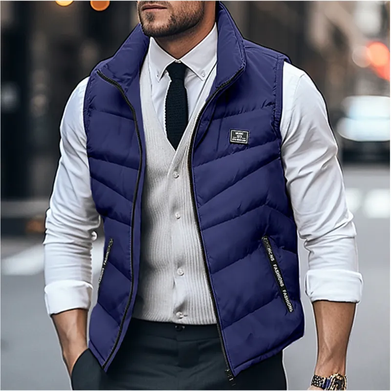 Men's Gilet - Stand Collar with Quilted Padded Design sold by Elvoria London