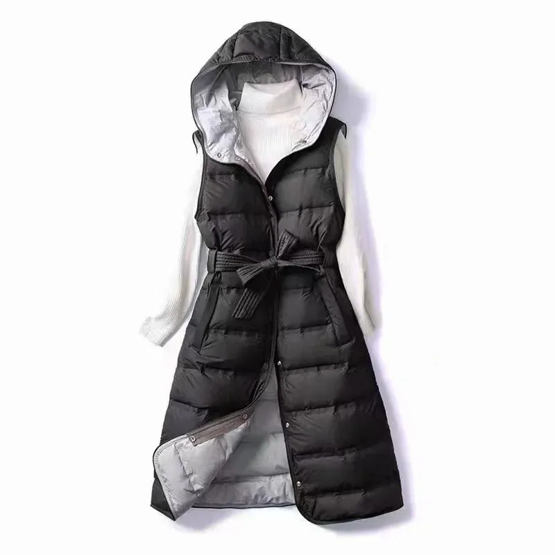Women's Gilet - Hooded with Self-Tie Belt sold by Elvoria London