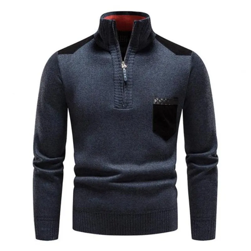 Men's Jumper - High Collar with Quarter-Zip made by Elvoria London