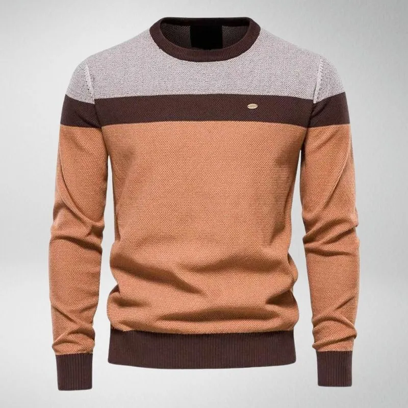 Men's Jumper - Crew Neck with Striped Design sold by Elvoria London
