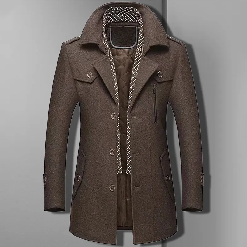 Men's Coat - Notched Lapel with Button Closure sold by Elvoria London