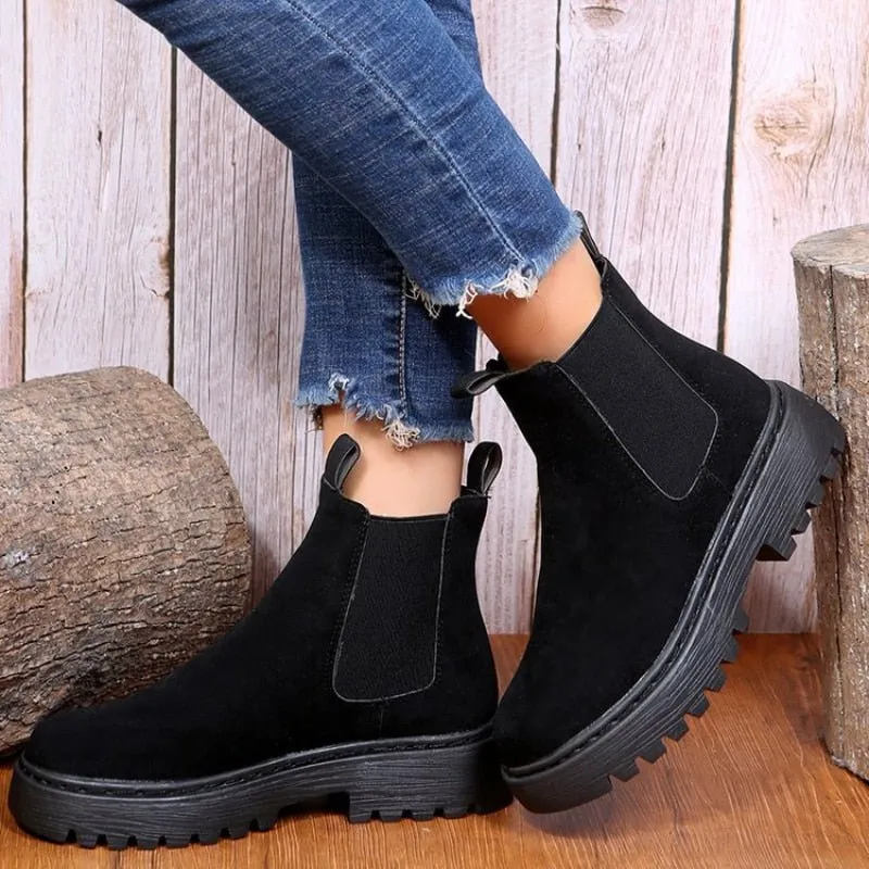 Women's Chelsea Boots - Ankle Slip-On with Platform Sole sold by Elvoria London product image thumbnail 2