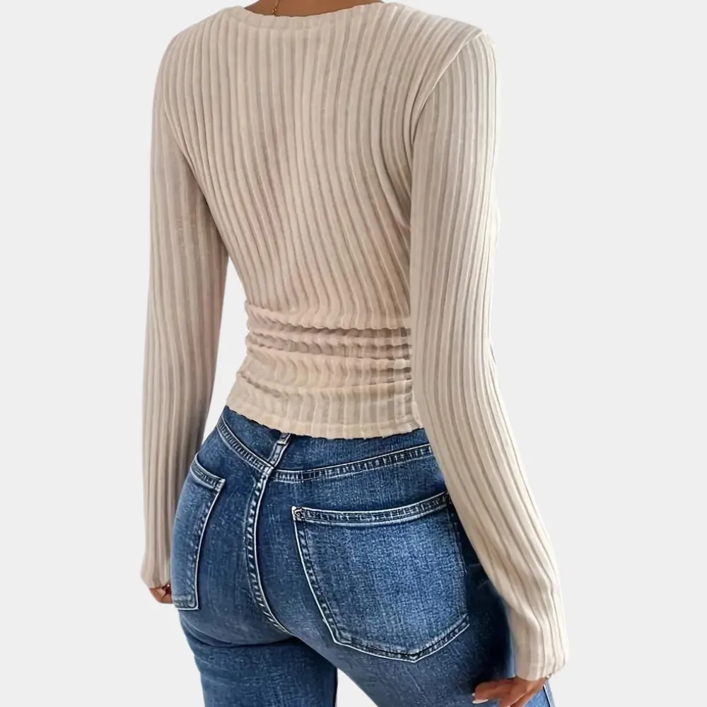 Women's Long Sleeve Top - Slim Fit & Ribbed sold by Elvoria London product image thumbnail 4