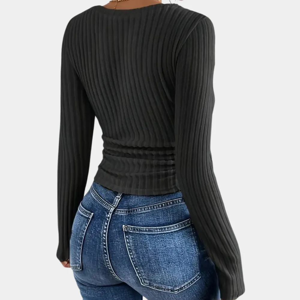 Women's Long Sleeve Top - Slim Fit & Ribbed sold by Elvoria London product image thumbnail 2