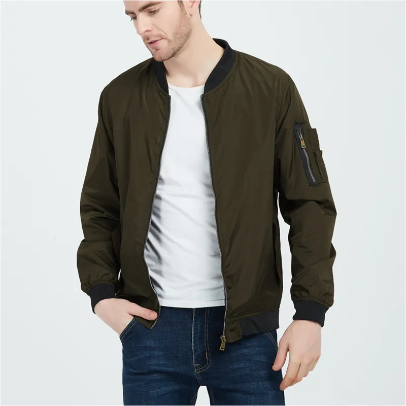 Men's Bomber Jacket - Ribbed Collar & Cuffs with Full Zip sold by Elvoria London