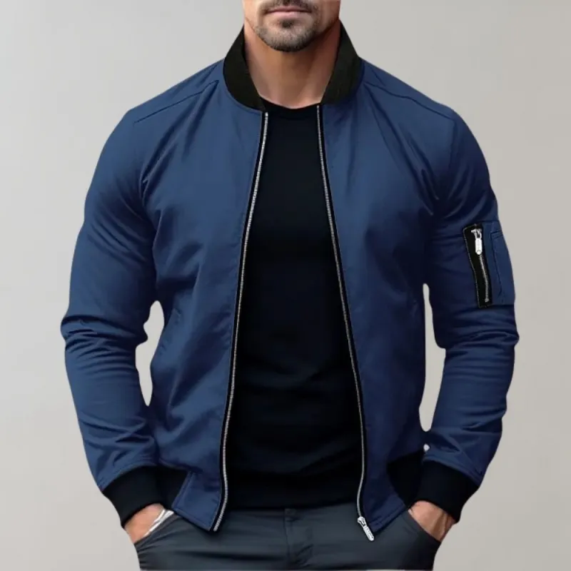 Men's Bomber Jacket - Full Zip with Ribbed Trim sold by Elvoria London