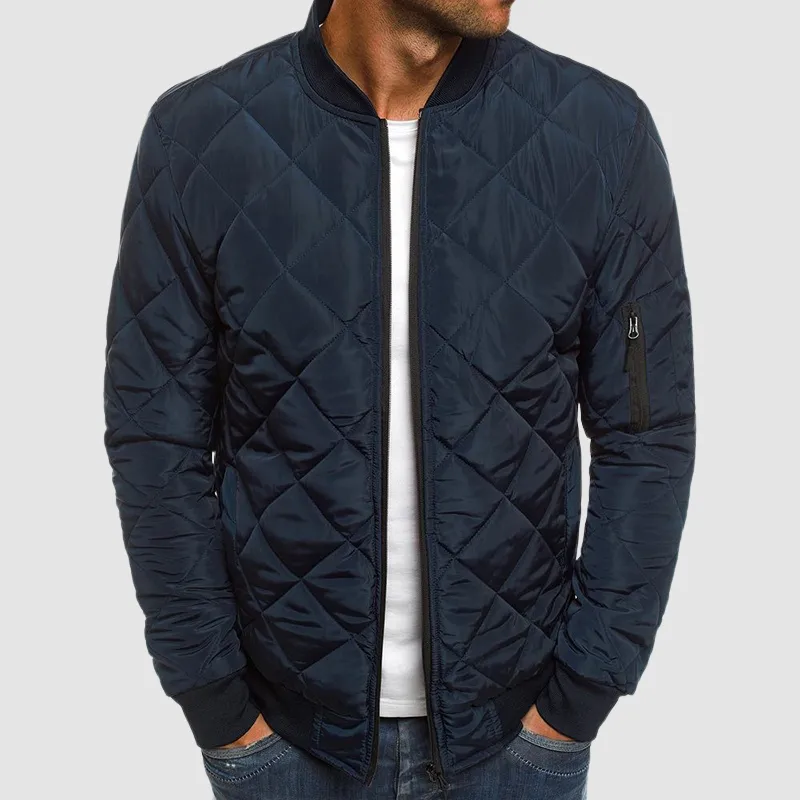 Men's Bomber Quilted Jacket - Zip Front & Sleeve Pockets sold by Elvoria London