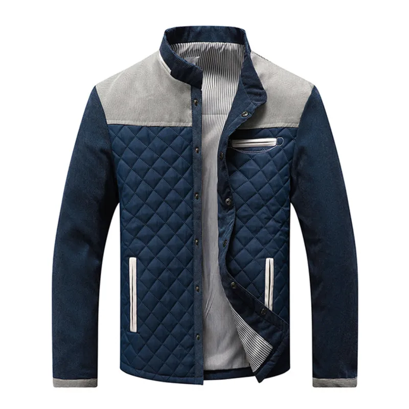Men's Quilted Jacket - Stand-Up Collar & Zip Front sold by Elvoria London